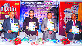 Dignitaries release a souvenir at a microbiology workshop at the Dolphin Institute of Biomedical and Natural Sciences in Dehradun on Friday.