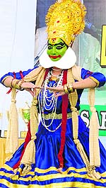 A student performs during Doaba Youth Festival at Doaba College in Jalandhar