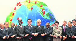 External Affairs Minister Salman Khurshid at a photo session with ministers and representatives of participating nations at the 12th IOR-ARC Council of Ministers meeting in Gurgaon on Friday.  PTI 