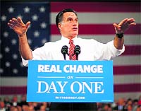 Republican presidential nominee Mitt Romney speaks at a campaign rally in Doswell, Virginia
