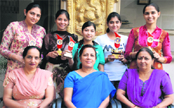 The skit team of PCM SD College for Women, Jalandhar, poses for a photograph with the college principal and staff. 