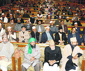 A function of Grand International Historical Shan-I-Awliya conference organised by Kashmir society and Minhaj-ul-Islam in progress in Srinagar on Saturday. 