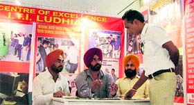 A help desk providing information on skilled workers to industrialists at the CII fair in Ludhiana.