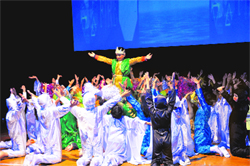 Students perform during the annual function of Holy Child School, Panchkula, at the Tagore Theatre in Chandigarh 