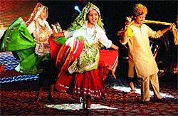 Students of Tagore Bal Niketan Senior Secondary School perform during the golden jubilee celebrations in Karnal on Sunday