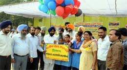 Balloons being released to mark the inauguration of the 58th Punjab School Games in Bathinda on Monday. MLA from Bathinda (Rural) Darshan Singh Kotfatta was the chief guest on the occasion.