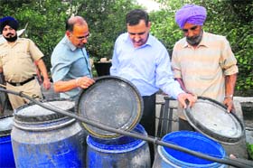 ADC Mahanvir Kaushik conducts a raid at one of the sweets workshops at Sector 23, Chandigarh, on Monday