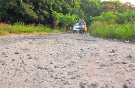 A damaged road in Industrial Area, Phase V