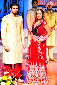 Students take part in a fashion show at 'SOCH 2012', Panjab University, in Chandigarh on Monday