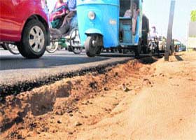 An uneven road at Sector 10 in Chandigarh