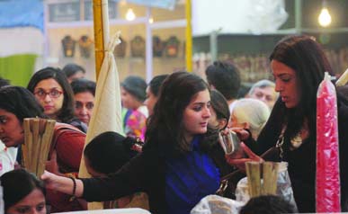 Visitors at the Divali fair at Blind School, Zakir Hussain Marg in New Delhi on Monday.
