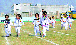 Students of ABC Montessori School take part in the annual athletics meet at Don Bosco School in Ludhiana.