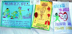 Posters on display at the competition held at Adesh University to mark World Organ Donation day