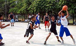 A basketball match in progress during the inter polytechnic tournament held in Bathinda on Tuesday