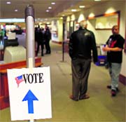 A view of a polling centre in Wisconsin.