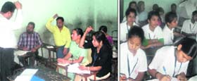 Signs of hope: Parents of hearing-impaired chldren; and (right) hearing-impaired students get sign language lessons from teachers of the Deaf Hope Foundation at a local school in Jalandhar
