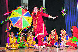 Students perform a dance during the contest