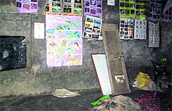 A classroom in a dilapidated condition at a school in Shera Madhar village