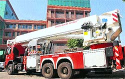A new hydraulic machine outside GMADAs office in Mohali on Wednesday