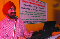 An expert speaks at a seminar on the development of an atlas for cancer in Bathinda. A Tribune photograph