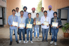The Government Polytechnic College team that won the badminton championship. Tribune photo