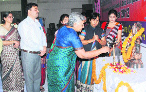 Former bureaucrat Jaiwanti Sheokand inaugurates the Literary Youth Festival of the CDLU at JCD College of Education, Sirsa. 