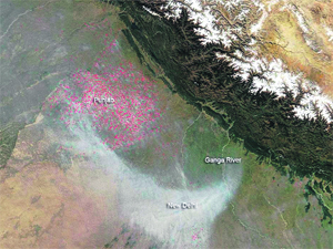 NASAs latest satellite imagery shows the extent of the particulate cloud over Delhi 