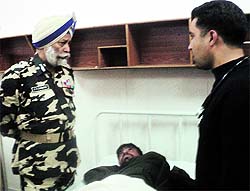 A pateint being treated at a medical camp in Sopore
