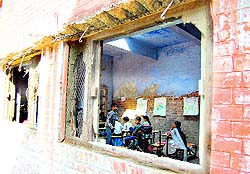 A class in progress in the dilapidated building of Government Elementary School, Mahna Singh Chowk, Amritsar