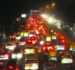 A heavy traffic jam at ITO in New Delhi on Friday.