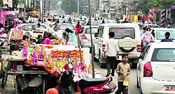 Roadside encroachments have added to traffic congestion in market places in Ludhiana