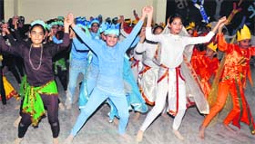 Students of St Soldier International Convent School perform at Edu Fest on school premises in Phase VII in Mohali.