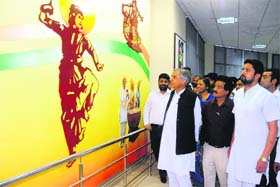 Union Railway Minister Pawan Bansal after inaugurating the Community Centre, Sector 22, Chandigarh, on Sunday.