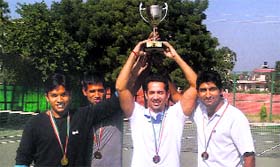 Lawn tennis team of HSIIDC after winning the 26th Haryana State Games in Panchkula.