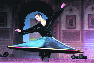 Whirling dervishes being performed at Virasat-2012.