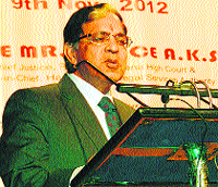 Chief Justice of the Punjab and Haryana High Court AK Sikri speaks at a function in Gurgaon. 