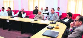 JKPCC chief Saifuddin Soz chairs a meeting of senior Congress leaders in Jammu.