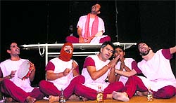 Artistes enact a play, Dance of life, at Desh Bhagat Yadgaar Hall in Jalandhar