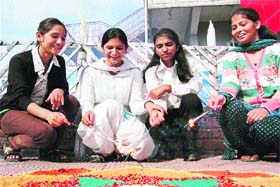 Students of NIT centre celebrate Divali in Dharamsala on Monday