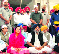 Deputy Chief Minister Sukhbir Badal and SAD MP Harsimrat Kaur at the Golden Temple on Monday. A Tribune photograph