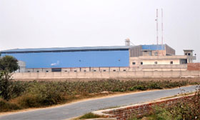 A view of the distillery that has come up in Machhana village