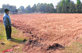 The ground at the PU where work on laying astro turf is in progress