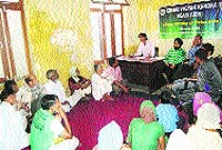 Scientists of KVK Reasi during a field day on pulses in Agharballian of Reasi on Wednesday