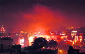 The smoky city sky on Divali night on Tuesday.