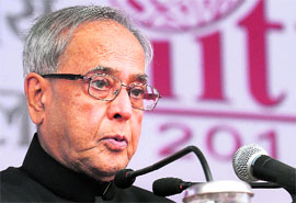 President Pranab Mukherjee during the inauguration of 32nd India International Trade Fair in New Delhi on Wednesday.