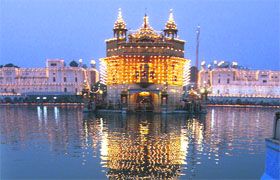 An illuminated Golden Temple on Divali in Amritsar on Wednesday.