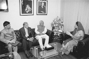 Bihar CM Nitish Kumar and Benazir Income Support Programme chairperson Farzana Raja in Islamabad.