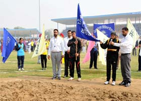 An athlete takes oath on behalf of all the competitors