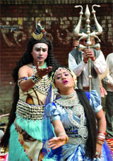 Artistes perform a dance to show the Indian culture during a public awareness programme, organised by the National Amnesty and Redemption Organisation at Jantar Mantar in New Delhi on Thursday.
