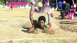 A participant during a long jump